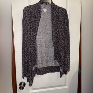 Leopard Print Open Front Cardigan